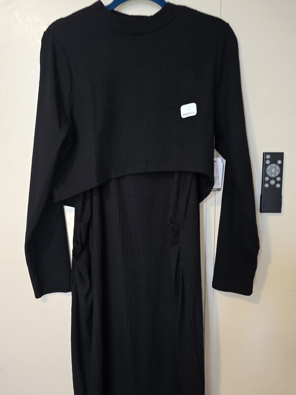 Maternity Ribbed Dress Set Black Large